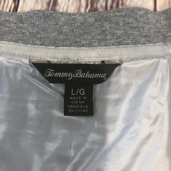 Tommy Baham Aruba silver grey puffer bomber sz L - Picture 5 of 8